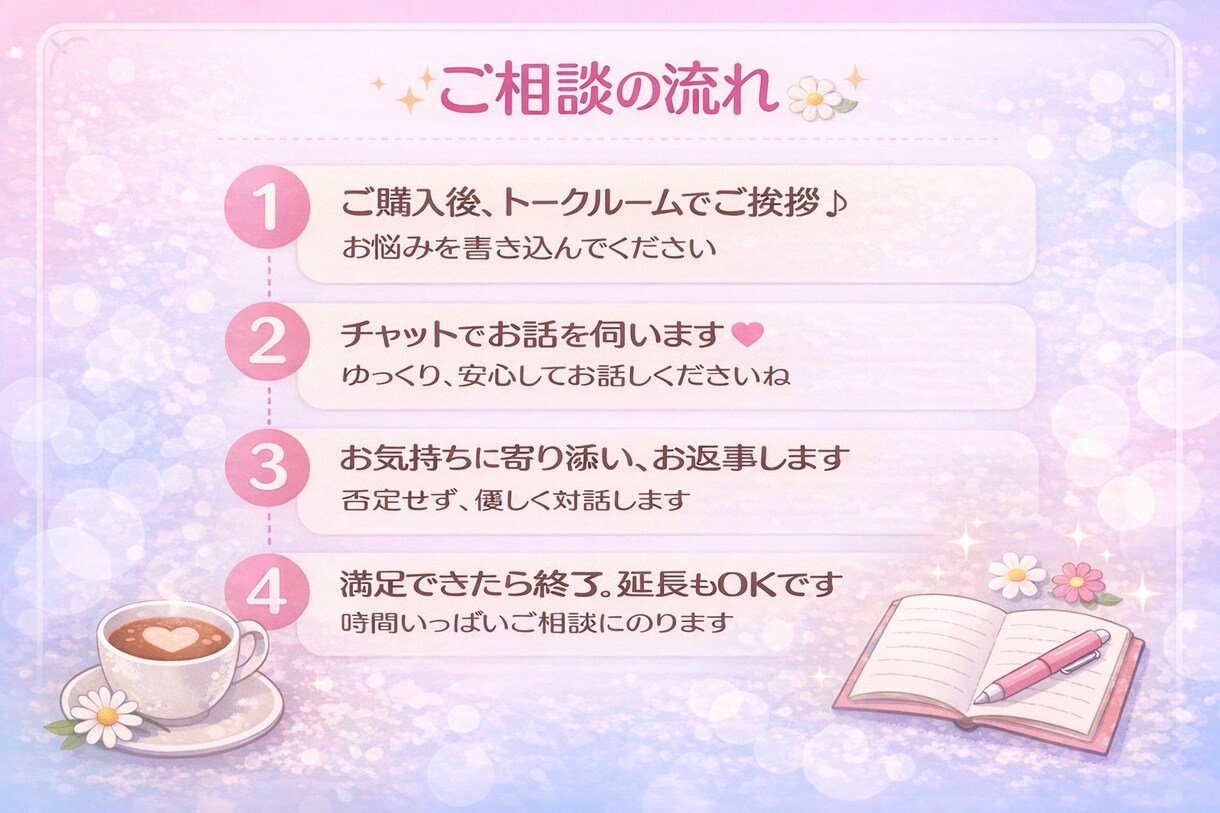 女性限定｜本音と弱音をチャットで受け止めます この時間は、泣いても、愚痴でも、そのままで大丈夫☆彡 イメージ2