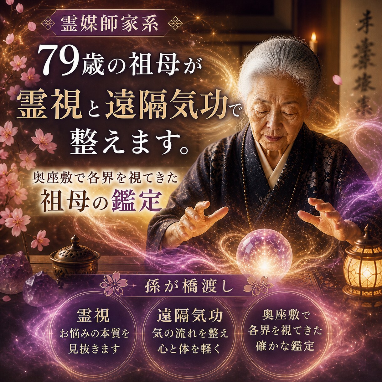 総合：霊媒師家系の祖母が霊視で視ます 奥座敷で各界を視てきた祖母の鑑定／孫が橋渡し イメージ1