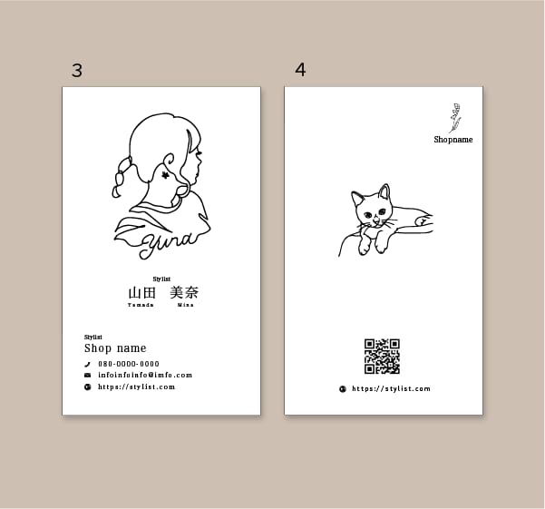 イラスト入り名刺作ります 両面デザイン(カラー込み)＋台紙代(100枚)送料込み イメージ3