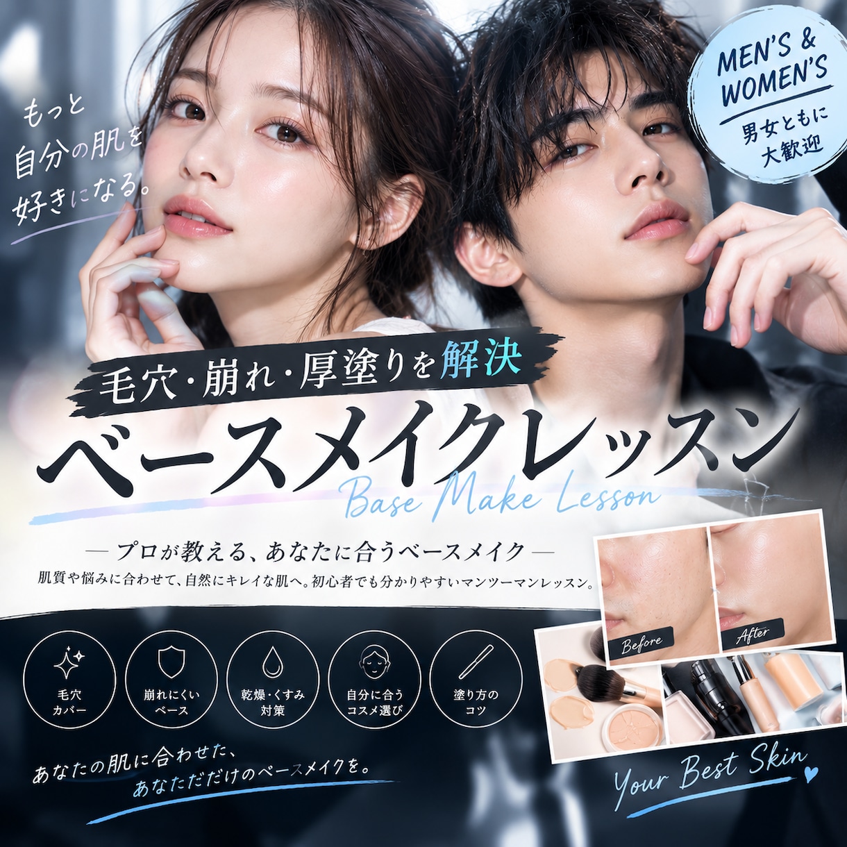 プロ直伝！あなたの悩みに合わせメイクレッスンします メイクの悩みを解決。自分に合う塗り方とコスメ選びをお手伝い イメージ1