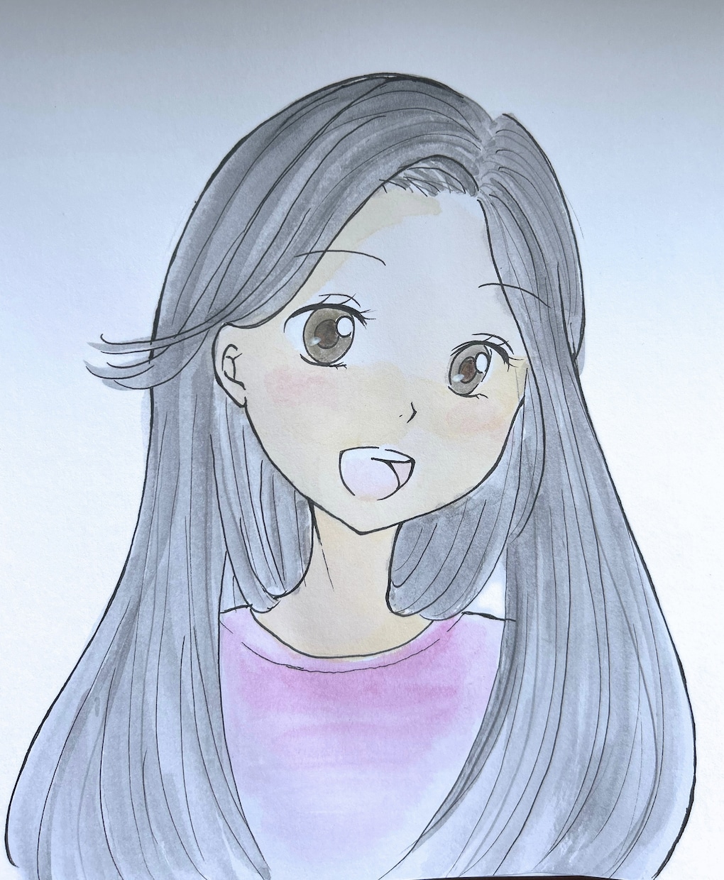 手描きで少女漫画風の似顔絵、アイコン作成します あたたかみのある手描きと水彩で、あなたを素敵なヒロインに♡ イメージ1