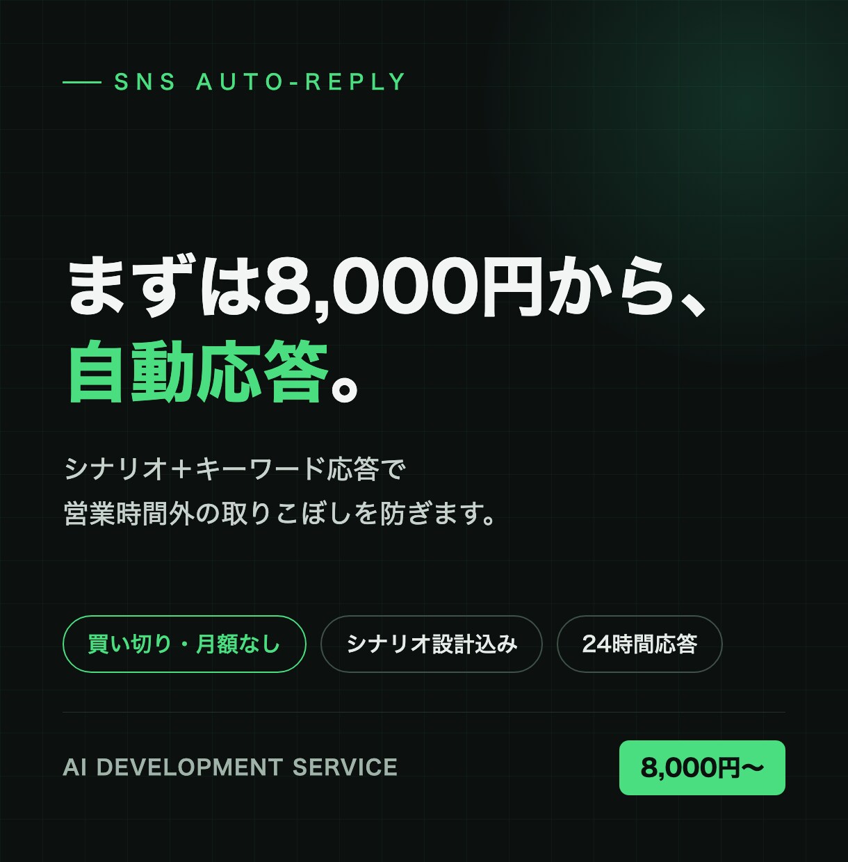 オーダーメイドのAI秘書でSNSを楽にします 8,000円から始める自動応答｜買い切り・月額なし イメージ1