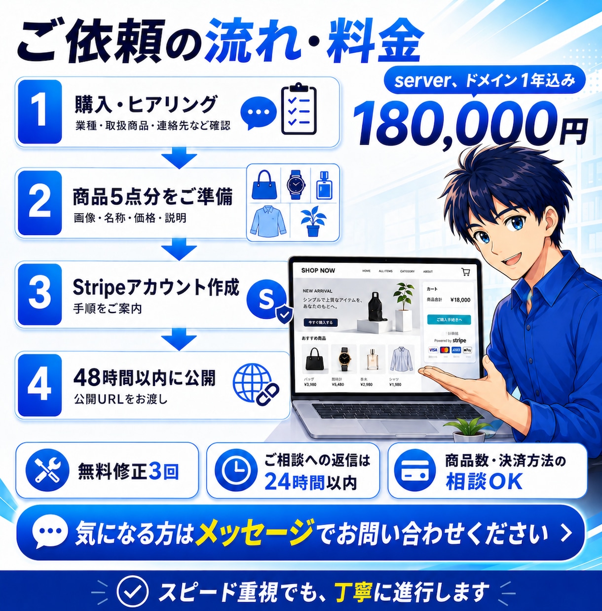 48時間で決済つきネットショップ作ります Stripe決済まで全部込み・明後日から販売開始可 イメージ2