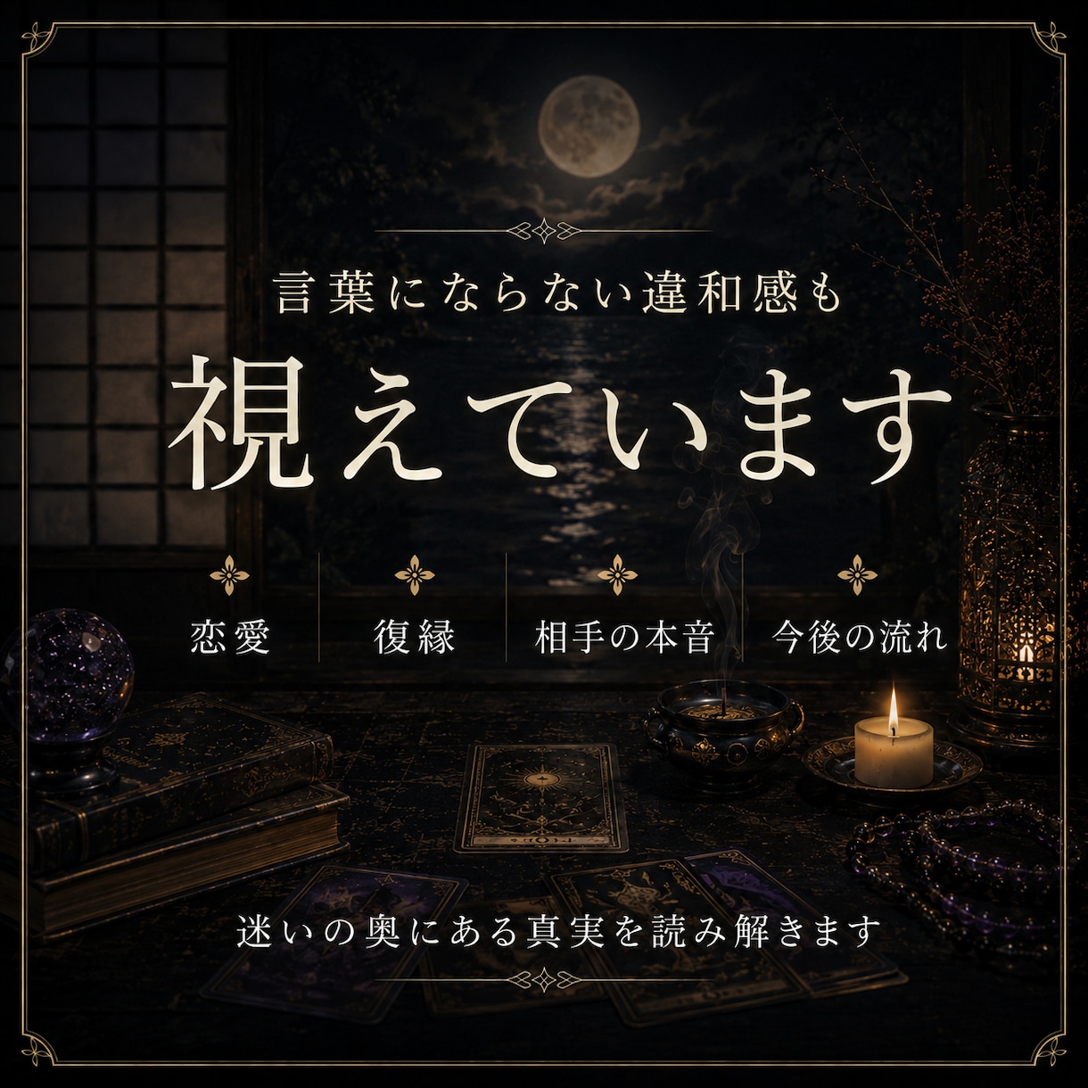 霊視と精霊術を重ね、今取るべき行動まで鑑定します 見えない縁と、見える行動から、本音を読み解く。 イメージ2