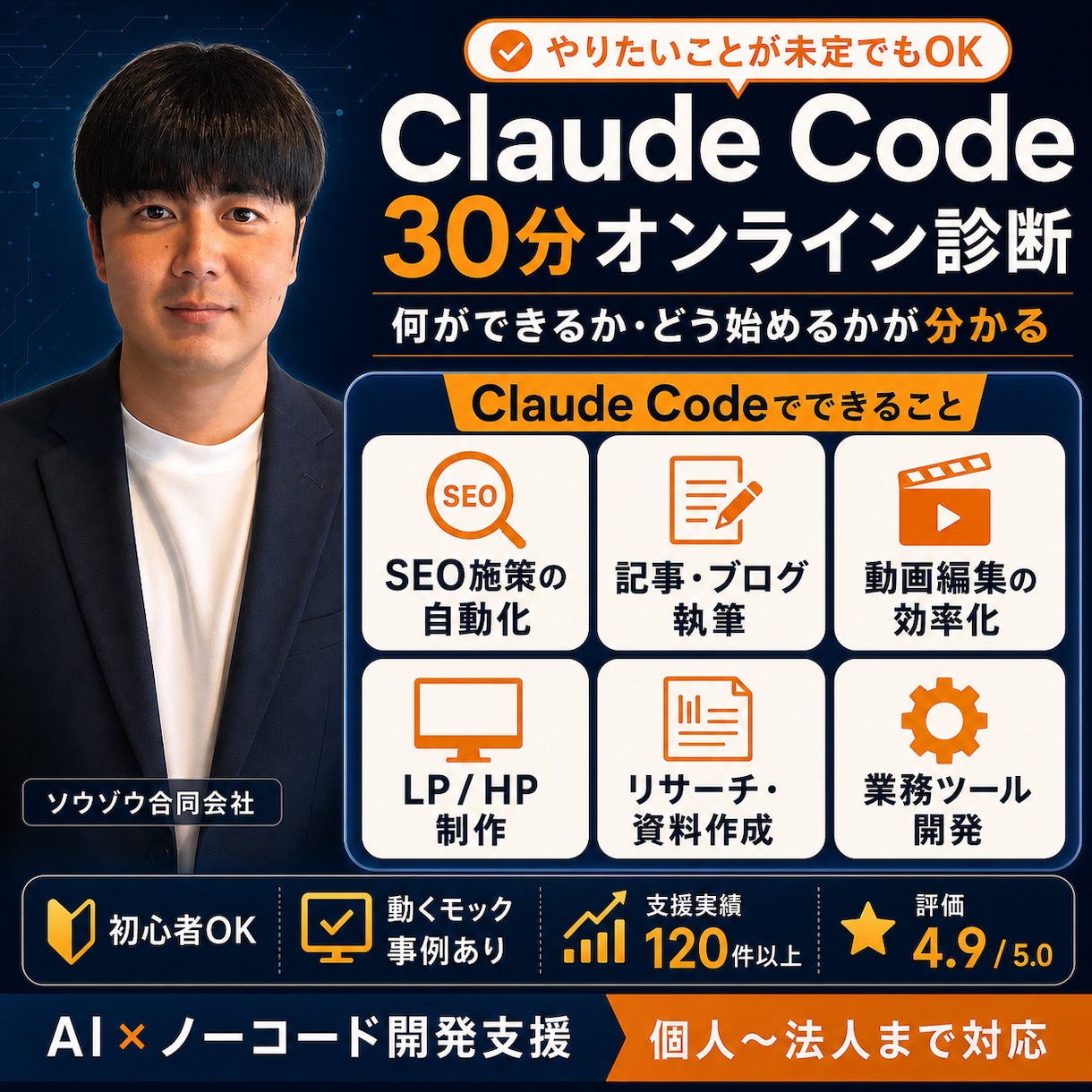 Claude Code・AI自動化導入を診断します Claudeで「何ができて・何を作れるのか」30分診断します イメージ1