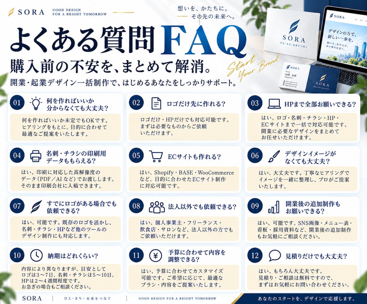 開業・起業に必要なデザインをまとめて制作します ロゴ・名刺・HP・チラシ・SNS｜ブランド立上げワンストップ イメージ9