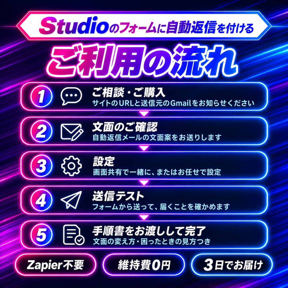 Studioのフォームに自動返信メールを付けます Zapier不要・維持費0円｜Studio実績80件 イメージ2