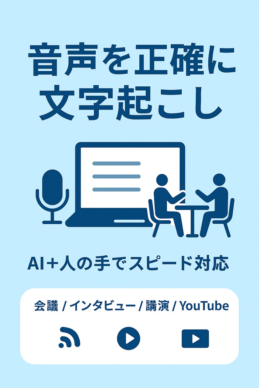 インタビュー・講演・動画を正確に文字起こしします 最短即日対応｜高品質な文字起こし・テープ起こし イメージ1