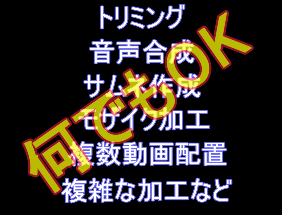 トリミングからサムネ作成まで各種動画編集いたします 過去３件全て即日仕上げの実績アリ！ イメージ1