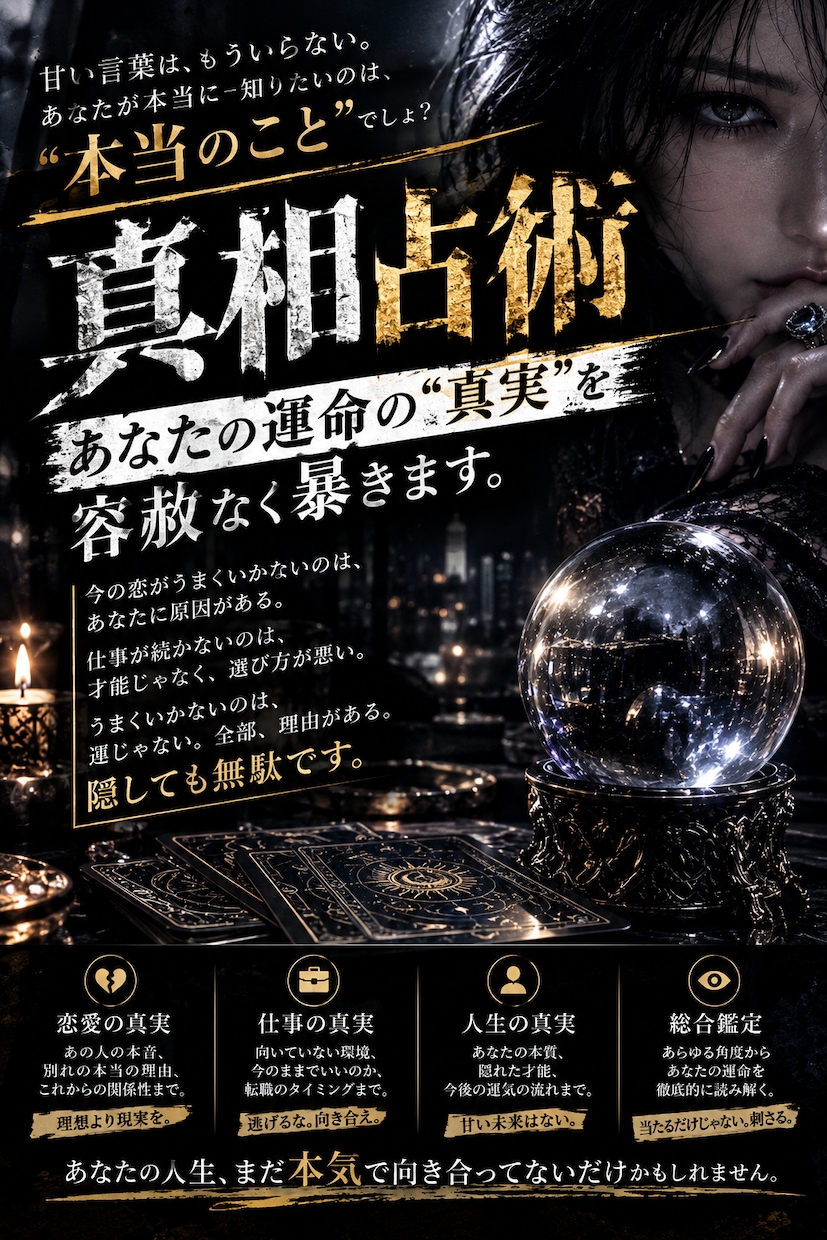 真相占術で、あなたの運命の真相を読み解きます 真相占術あなた自身も気づいてない「本当の答え」読み解きます イメージ2