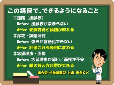 理系 総合型選抜・学校推薦型の対策をします ​21年の教職経験で合格への物語をともに作ります!! イメージ2