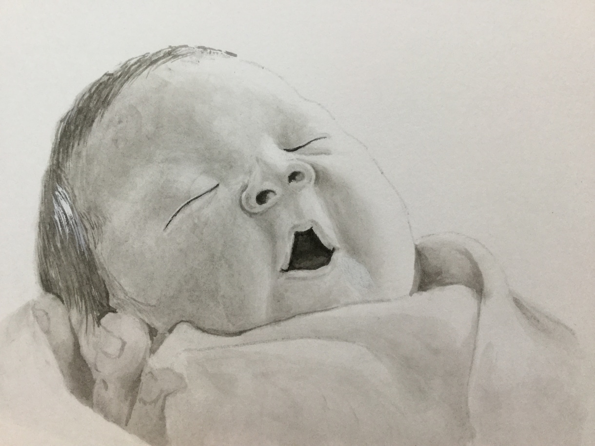写真から墨で優しい似顔絵を描きます 今時アナログですが、手描きで唯一の似顔絵を描きます。 イメージ2