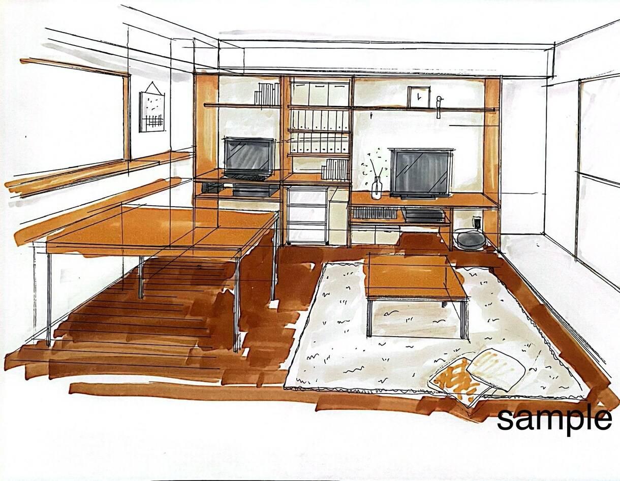 手描きで空間のイメージスケッチ制作いたします 住宅から店舗まで対応可能です！ イメージ3