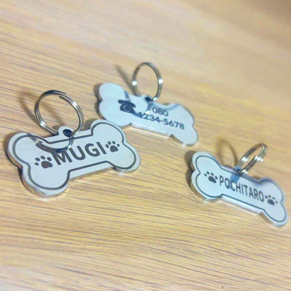 オーダーメイド 迷子札 ネームタグ 作成します 愛犬のお名前と、もしもの時の為の電話番号を彫刻できるの迷子札 イメージ5