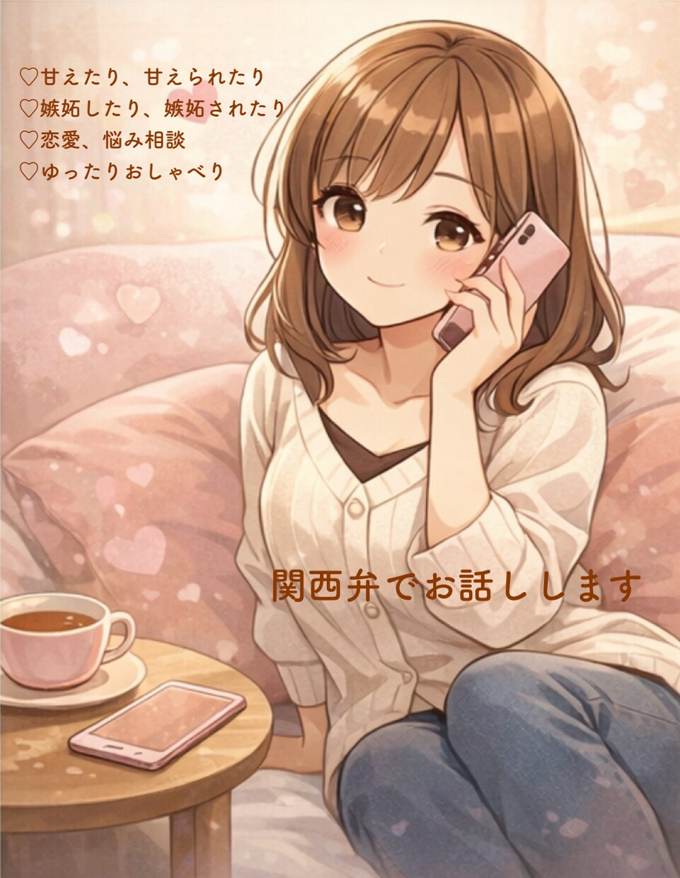 男性限定♡秘密の彼女になり癒します 関西弁で優しくあなたに寄り添い、思いを受け止める電話 イメージ2