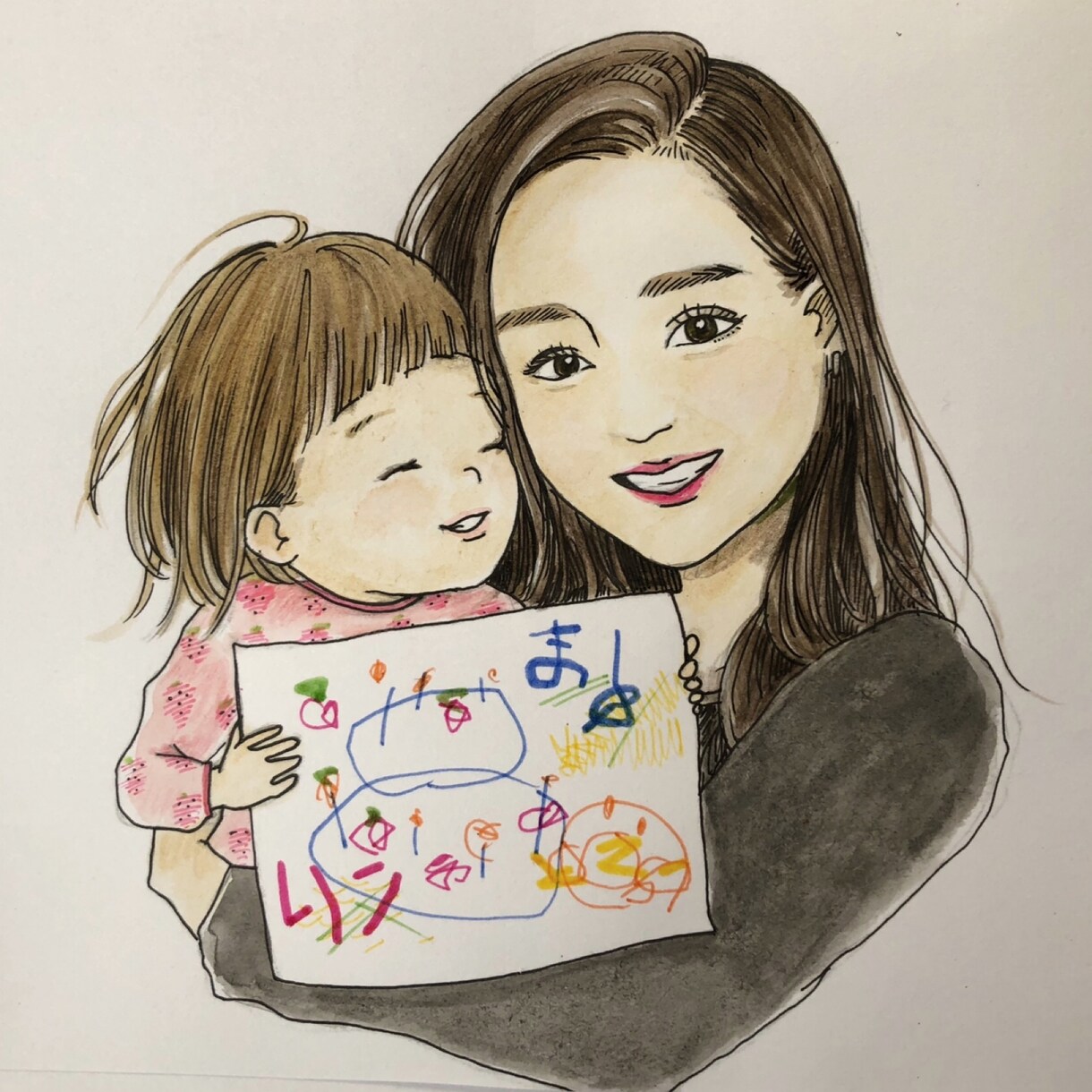 それぞれ別々の写真からでも素敵な似顔絵描きます 他のインテリアにも合わせやすいシンプルでおしゃれな似顔絵です イメージ4