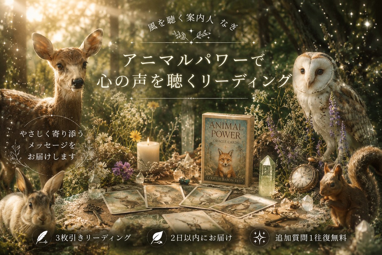 今のあなたに必要なメッセージをお届けします アニマルオラクルカードで心の整理をお手伝いします。 イメージ1