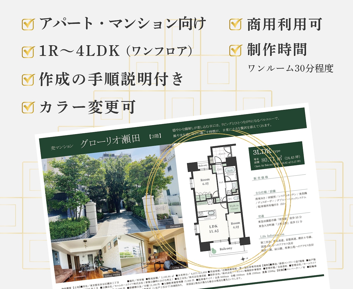 おしゃれ間取図！Canvaで作れるセット販売します パーツを組むだけで完成！選べる配色、垢抜けデザインの間取図。 イメージ2