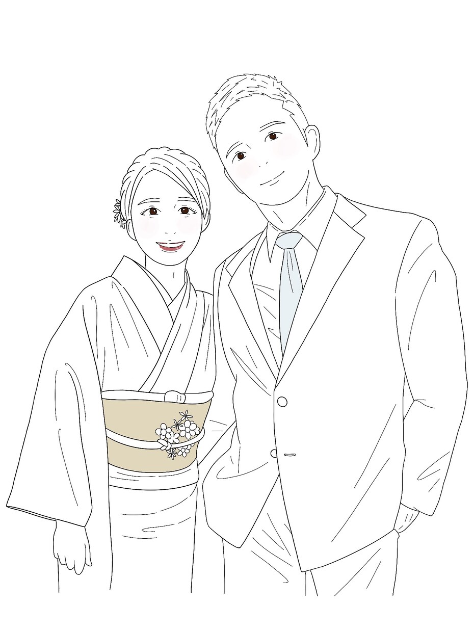 シンプルで可愛い結婚式で使えるイラスト描きます お二人の写真から似ていてもっと可愛いイラストにします！ イメージ7