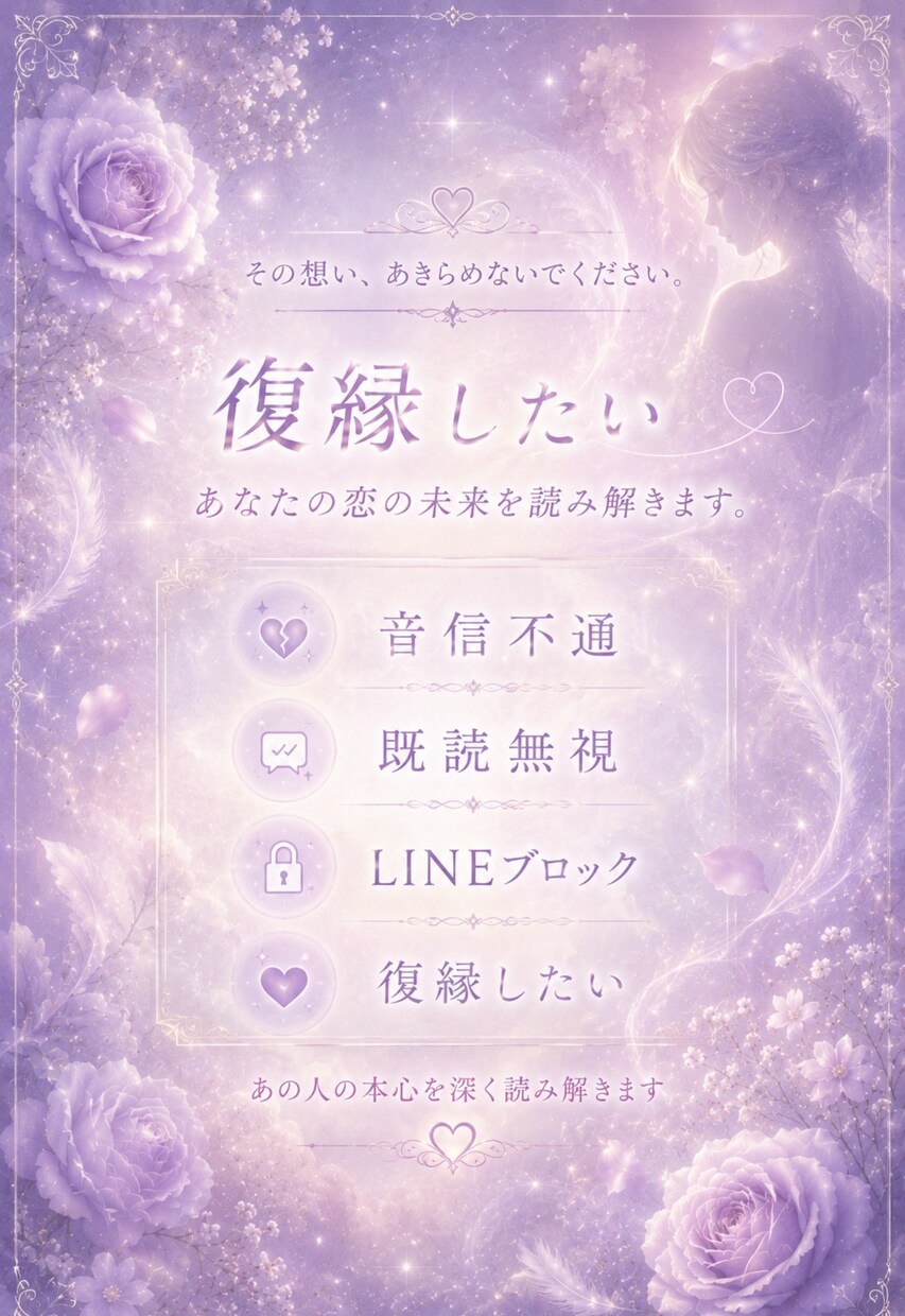 あの人の本音と復縁の可能性を霊視鑑定します 音信不通　既読無視の本音と復縁可能性の考えを霊視鑑定します イメージ2