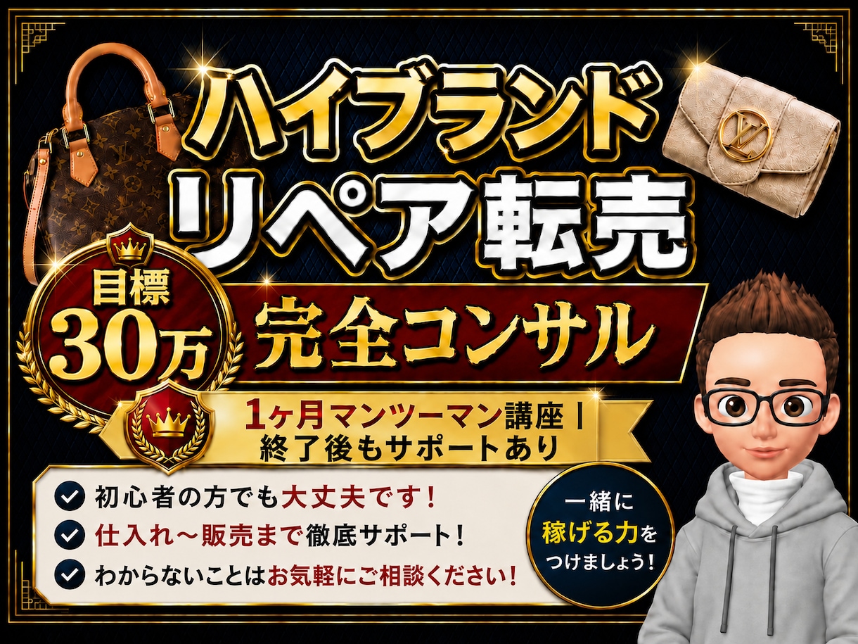 リペア販売10年の私が丁寧にわかるまで教しえます 未経験OK！まずは10万円を目指しましょう！ イメージ1