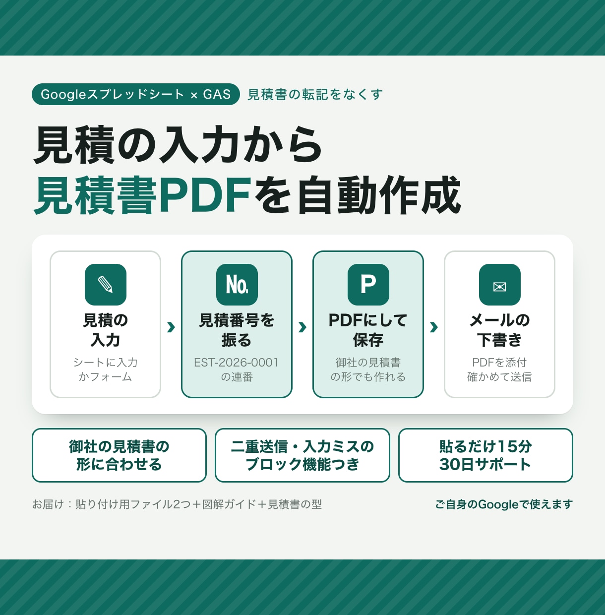 見積書PDFを御社の書式で自動作成します 番号・税込計算・PDF・Gmail下書きまで自動 イメージ1