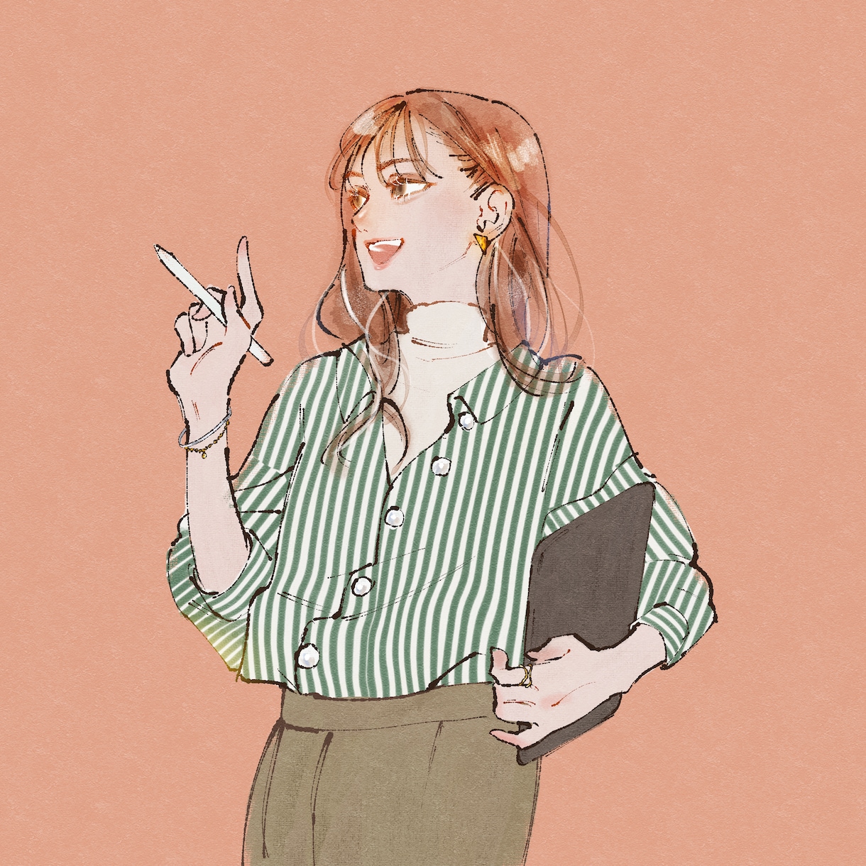 ふんわりおしゃれな女性SNSアイコンを描きます 女性の表情、仕草、ファッション、髪型にこだわったイラスト制作 イメージ2