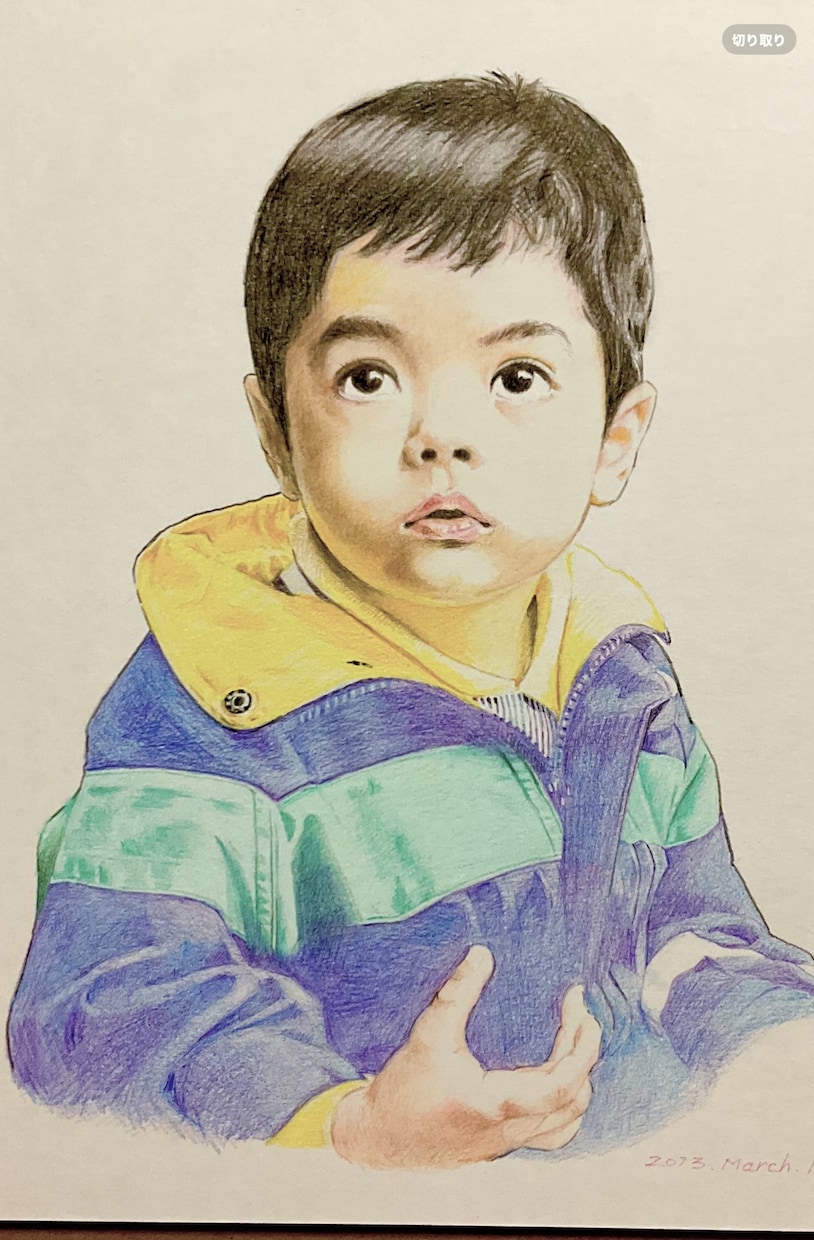 写真を元に似顔絵を描きます A３サイズのケント紙に写真から色鉛筆でリアルに描きます。 イメージ3