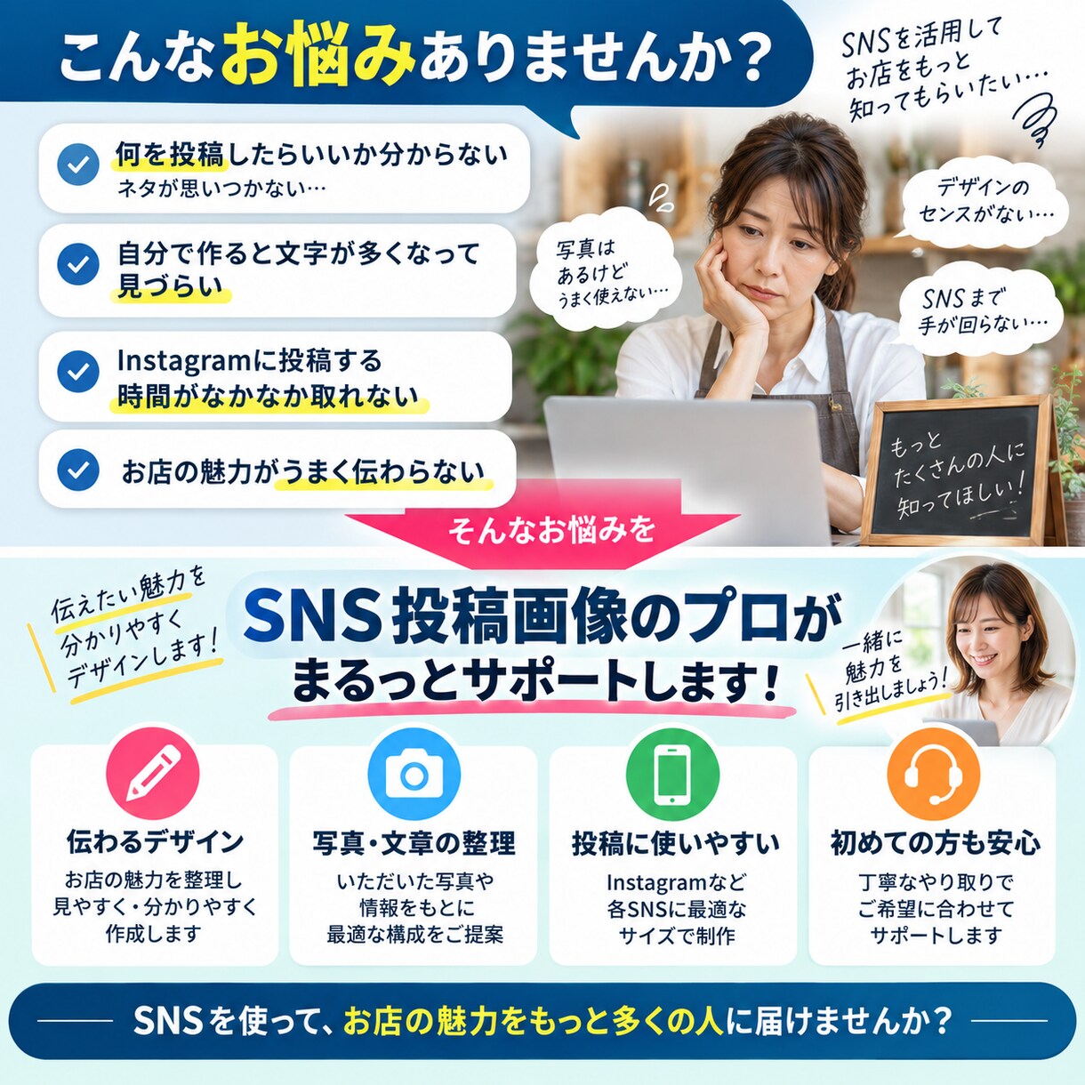 地域のお店向けSNS投稿画像を作ります Instagramなどの集客画像を見やすく制作 イメージ2