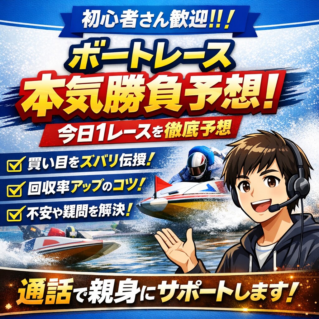 初心者OK！ボートレースで勝つための買い目教えます ボートレースの勝ち方・買い方を通話で丁寧に教えます！ イメージ1