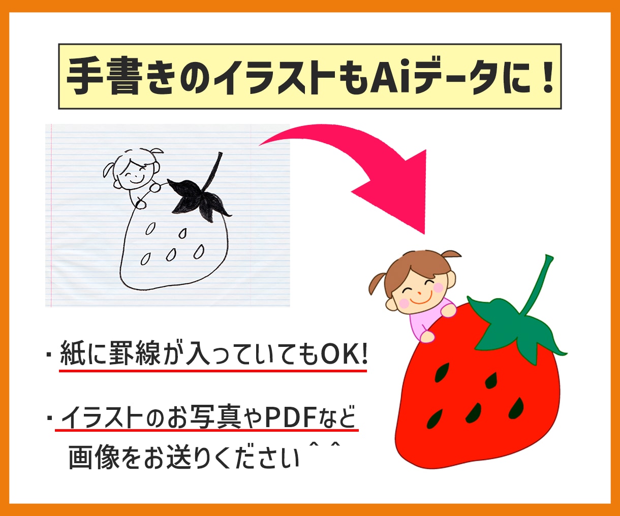 イラストやロゴをイラストレーターでデータ化します 手書き・Canvaのデータ・生成AIで作成のイメージもOK！ イメージ3