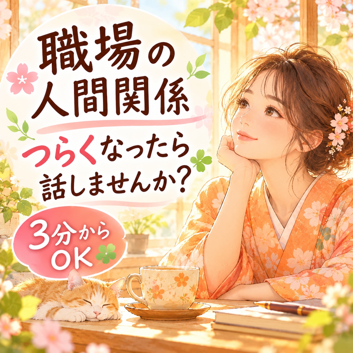 職場で言えない本音や愚痴をやさしくお聴きします ☘️上司・同僚・人間関係の氣疲れ☕3分からでも大丈夫です☘️ イメージ1