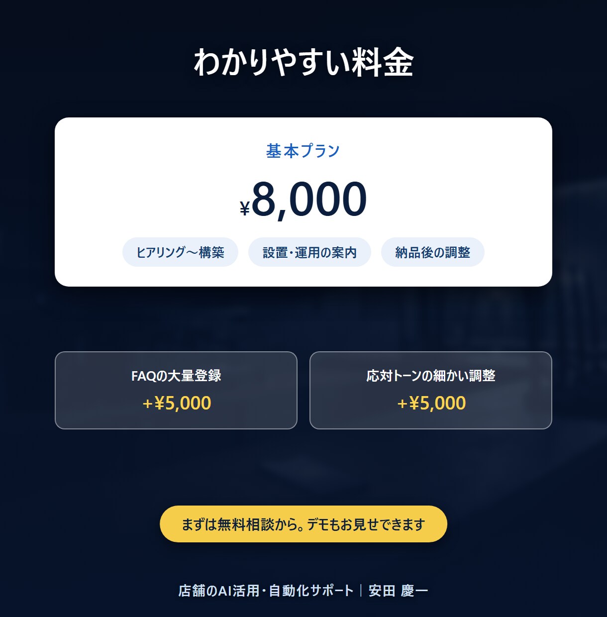 LINE・HP対応のAIチャットボットを作ります よくある質問・予約案内・基本対応を、24時間自動でお任せ。 イメージ4