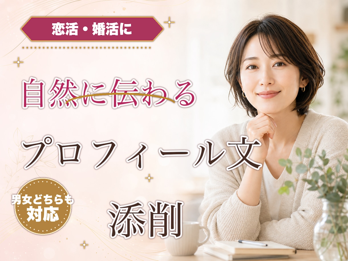 マッチングアプリの自己紹介文を自然に整えます 盛らずに、会話のきっかけが見える文面にします イメージ1