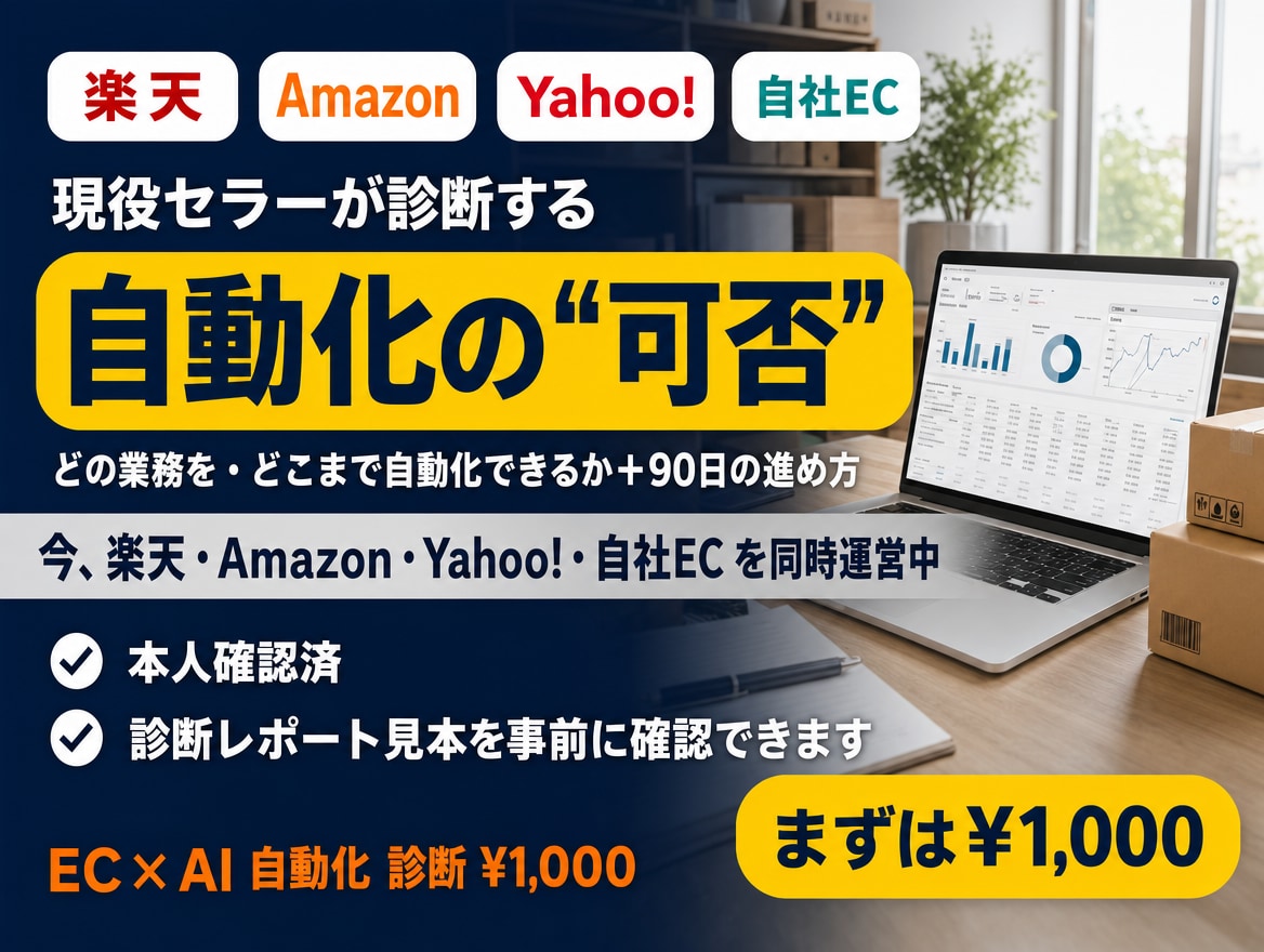 現役セラーがEC業務のAI自動化を診断します エンジニアでなく現役の多モール運営者が現場目線で診断 イメージ1