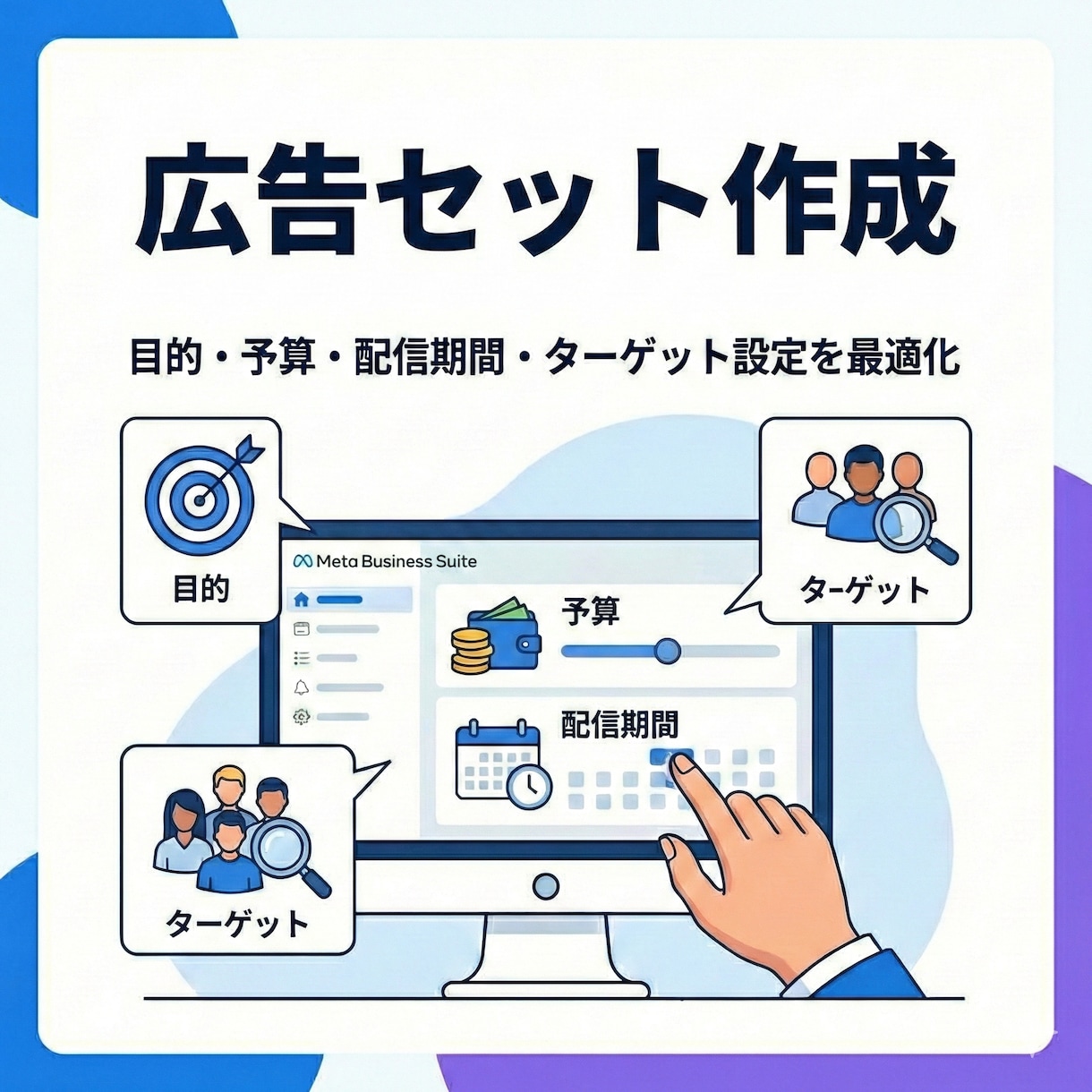 Meta広告の初期設定を代行します 事業に集中するために、面倒な広告設定はお任せください！ イメージ3