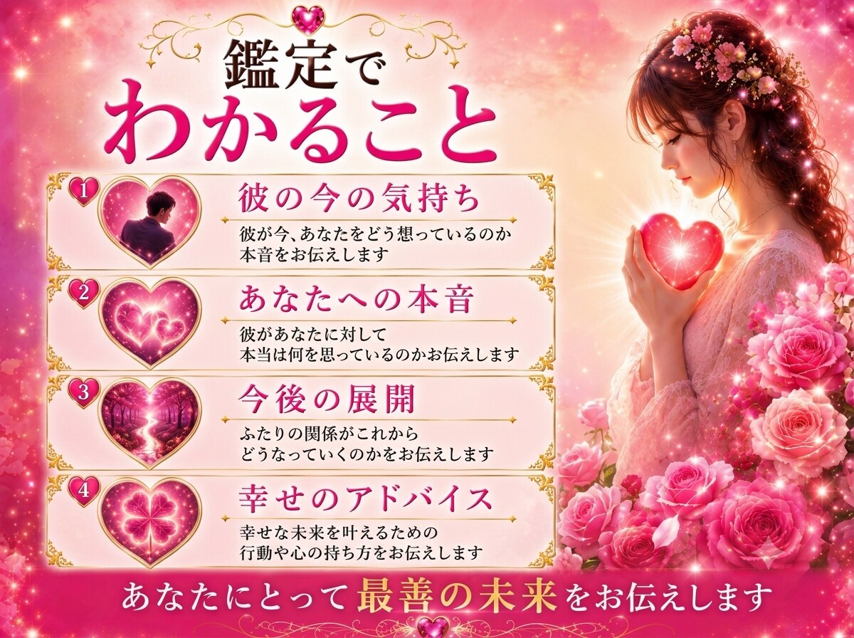 復縁占い  彼の本音と復縁の可能性を鑑定します 別れた彼の気持ちと復縁への流れを読み解きます イメージ3