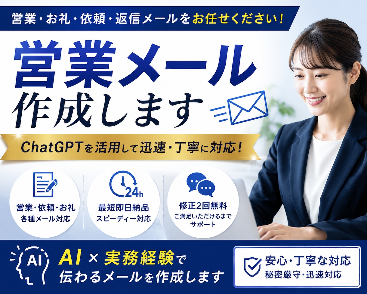 営業・ビジネスメール作成します 営業・お礼・返信メッセージを迅速に作成します イメージ1