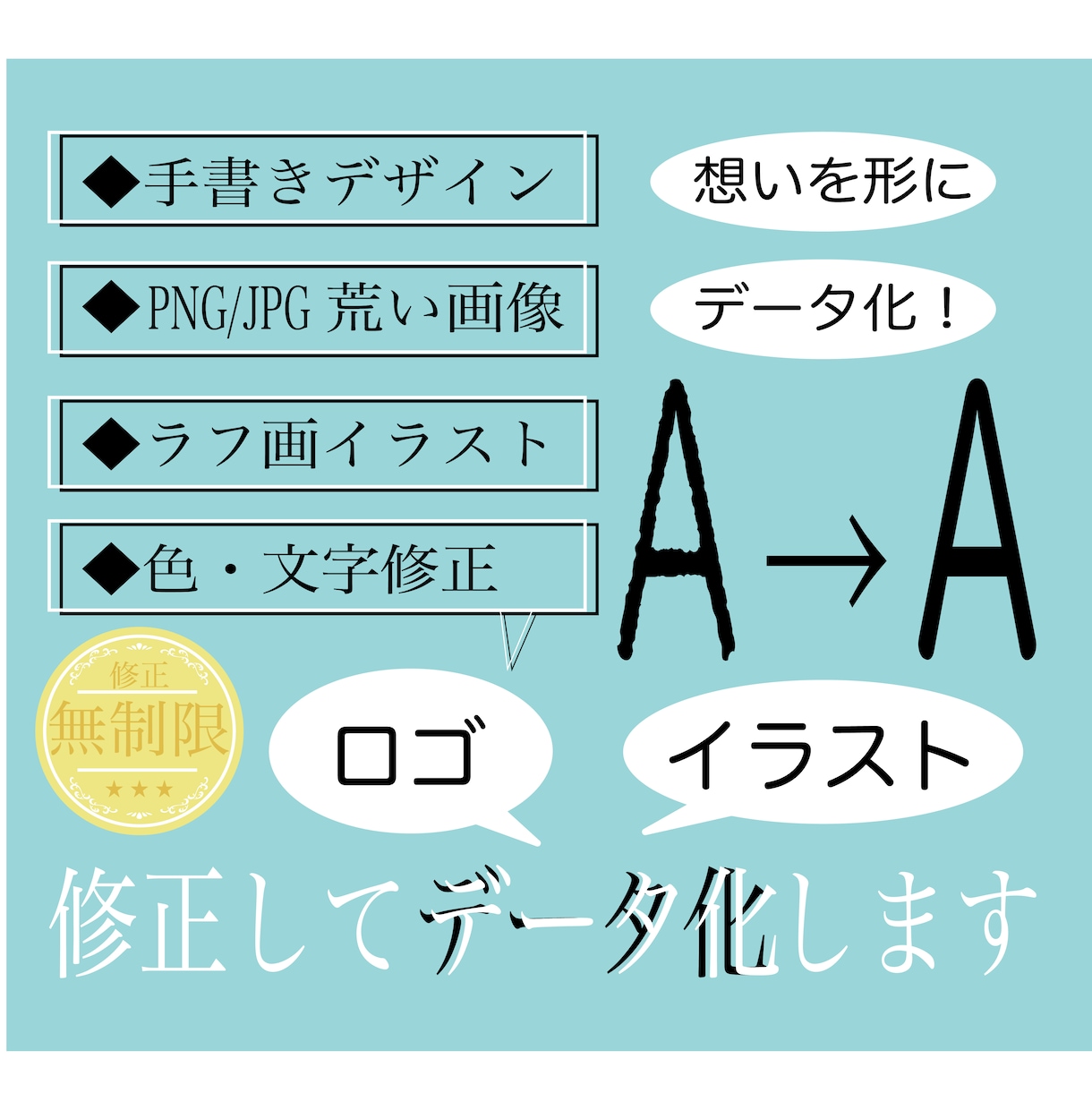 あなたの想いを形にするデータ制作をします ロゴなどのアイデア案をデータ化するお手伝い致します！ イメージ1