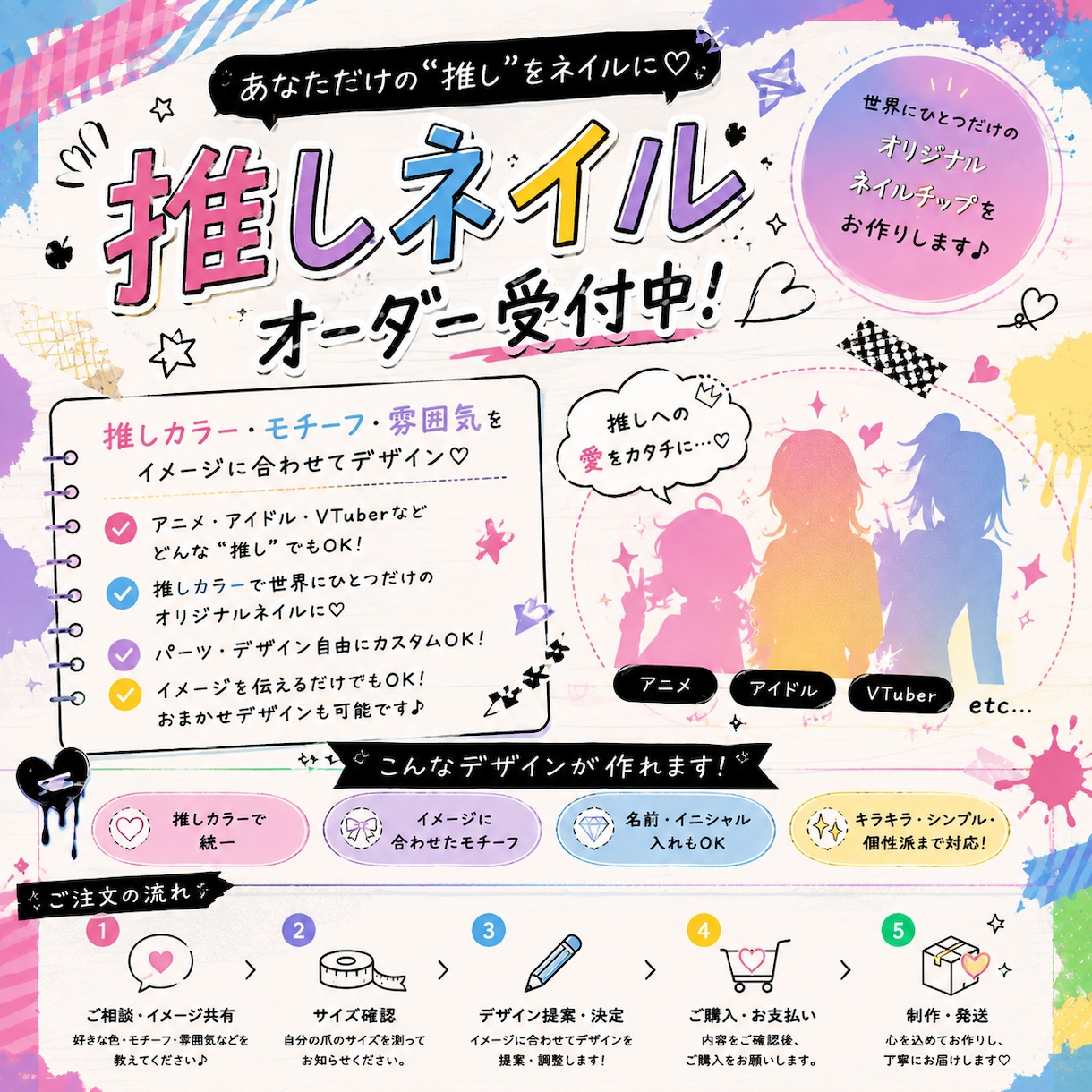 あなただけの推しネイルチップ作ります ゲームのキャラクターなどの概念ネイルなども可能！ イメージ1