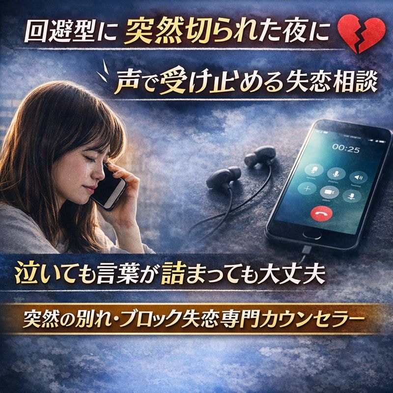 回避型に突然ブロックされた方の電話相談のります 文字にできない苦しさ・辛さを電話で イメージ1