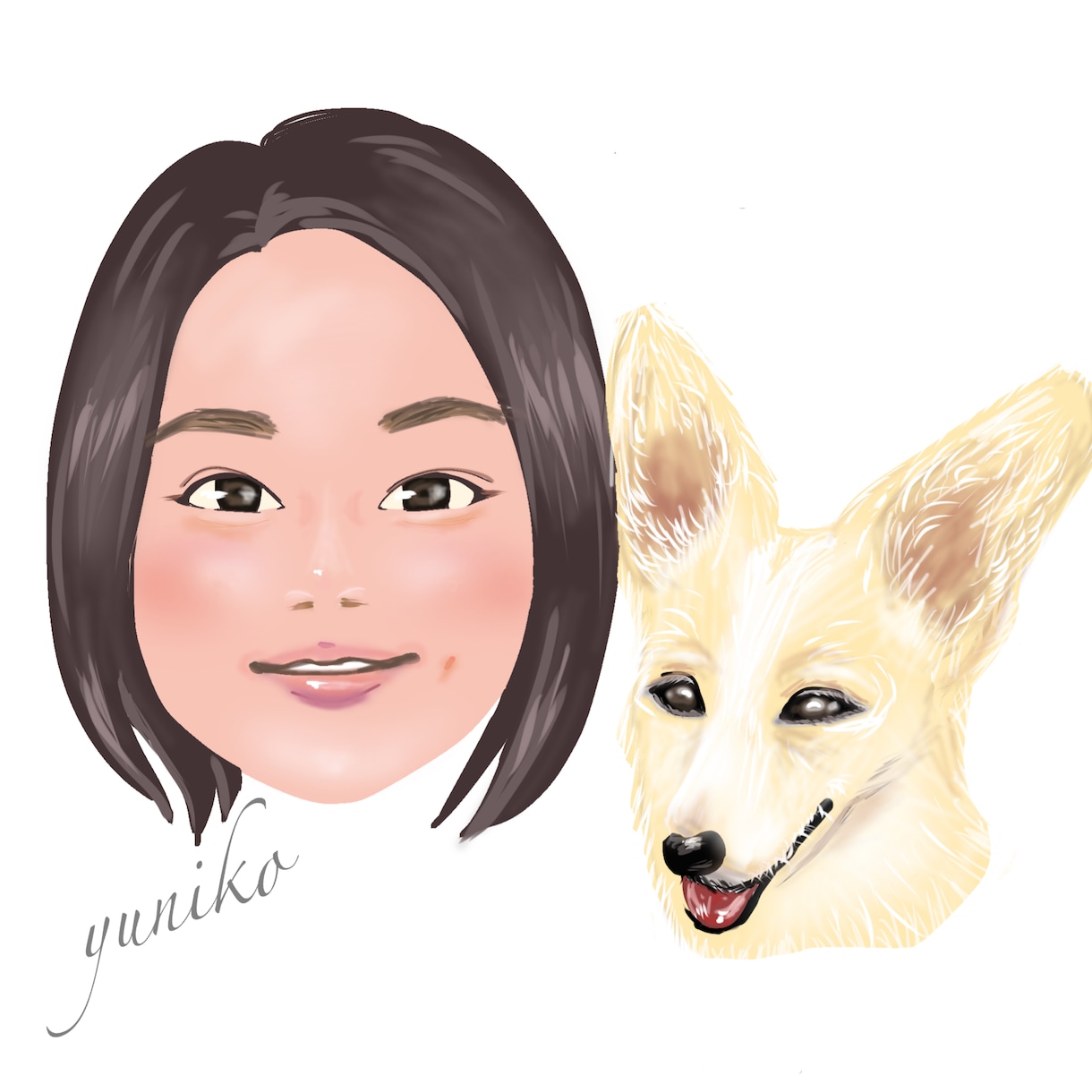 ペットと飼い主様の似顔絵描きます 誇張し過ぎず柔らかいお顔を描かせて頂きます★ イメージ2
