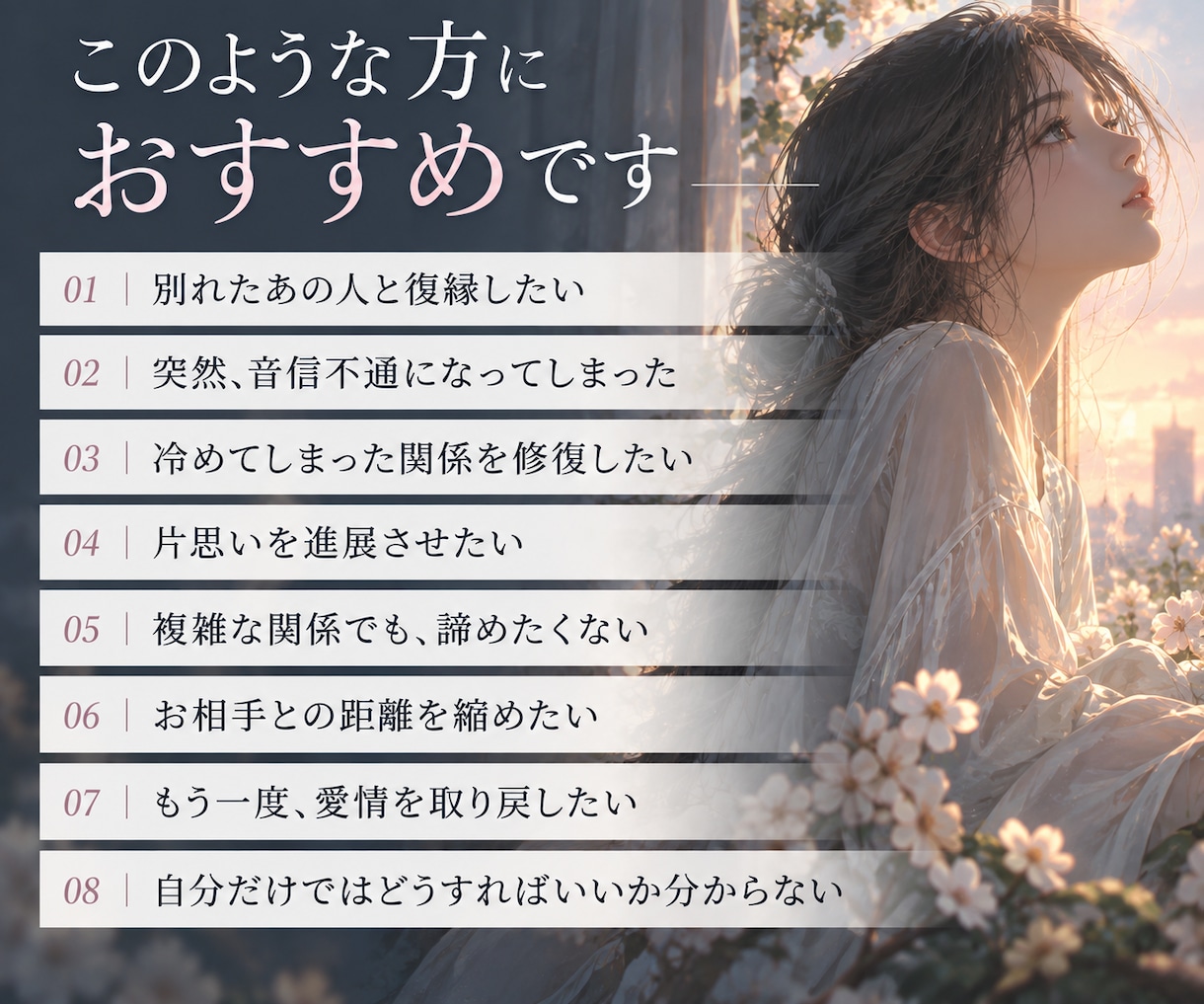 復縁・音信不通・複雑愛｜二人のご縁を結び直します 動かない恋の流れを整えもう一度愛が動き出すよう縁結びします イメージ2