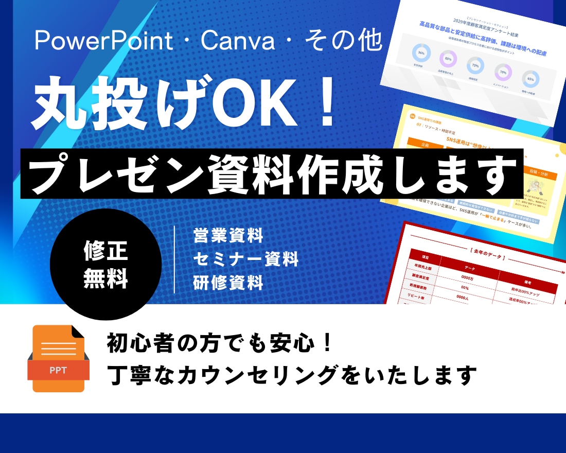 修正無料◎丸投げOK！伝わるプレゼン資料作成します 《営業・セミナー・研修資料にも対応します》 イメージ1