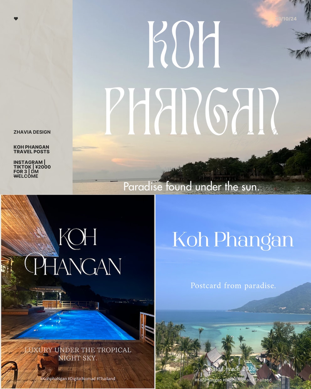 SNS投稿、サムネ・旅行デザイン・バナー作成します Koh Phangan風トロピカルデザイン3枚 イメージ1