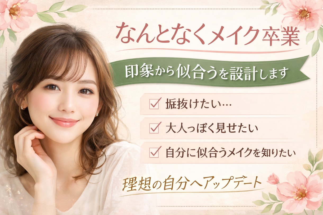 印象から変えるメイク教えます なぜか軽く扱われる人へ。見られ方が変わる印象設計メイク。 イメージ1