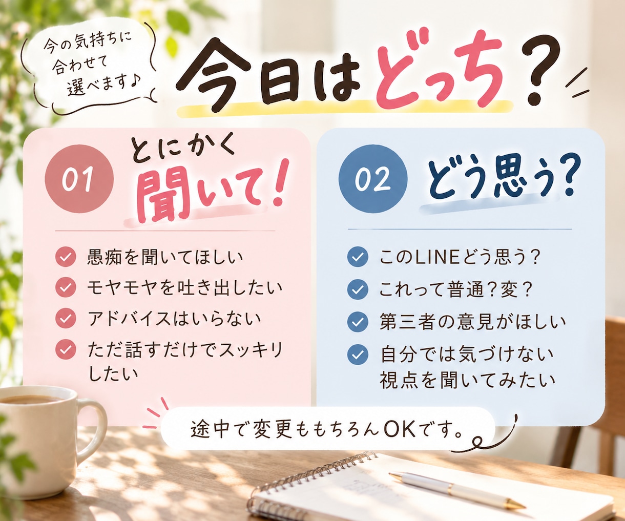 聞いて！や意見が欲しい！叶えます 誰にも言えない話もここで全部しゃべっちゃってください♫ イメージ2