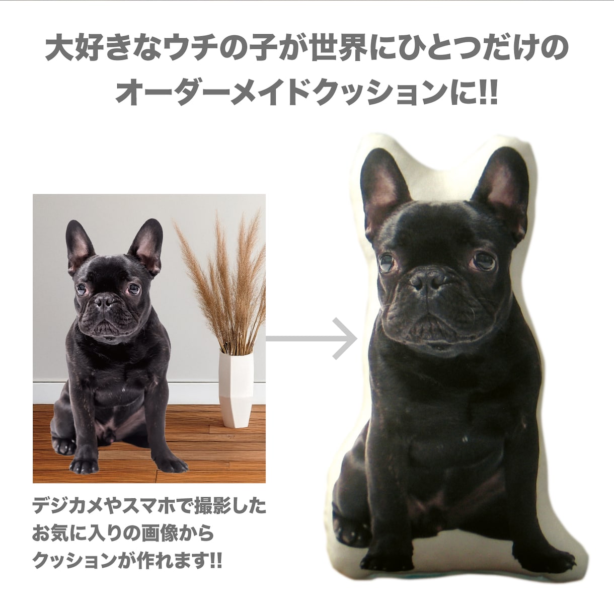スタイリッシュなペット（犬猫）のクッション作ります メモリアルやインテリア、結婚式のウェルカムボードの代わりに! イメージ2