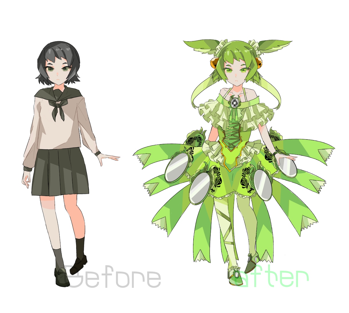 キャラクターデザイン、ゲーム等立ち絵・背景描きます 表情差分4種+ミニキャラ1種セット無料！ イメージ5