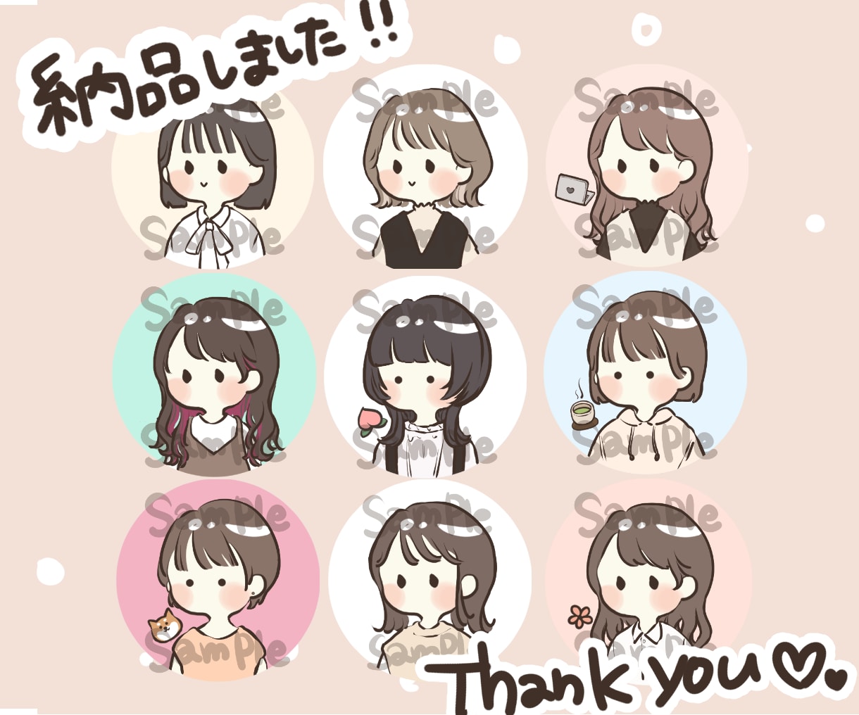 自分だけのマークとゆるかわアイコン描きます ＊一週間以内にお届け致します＊ イメージ2